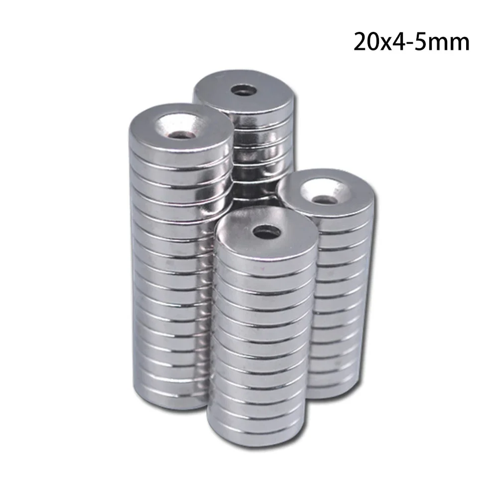 5~50PCS 20x4-5 mm Powerful Magnets 20*4 mm Hole 5mm Small Permanent Round Countersunk Neodymium Magnetic Magnet 20x4-5mm 20*4-5