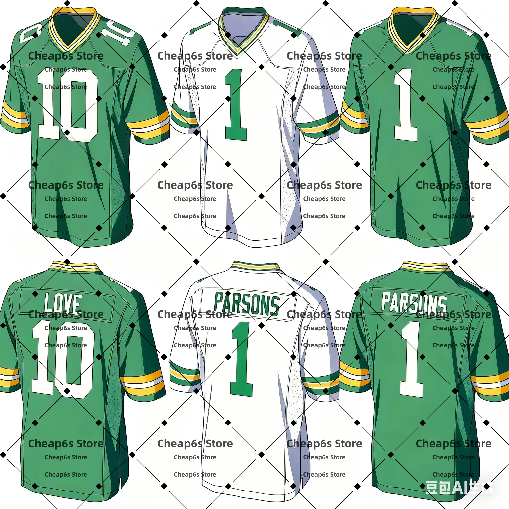 

Green Bay American Football Jersey Embroidery Rugby Uniform Micah Parsons Josh Jacobs Men's Clothing