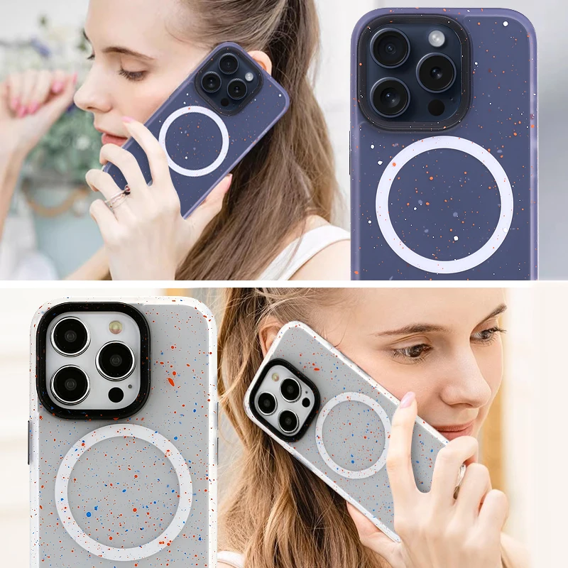 For iPhone 15 Pro Max Case Magnetic Painted Matte Anti-Fingerprint Back Cover Support Wireless Charging Shell for iPhone 15 Pro