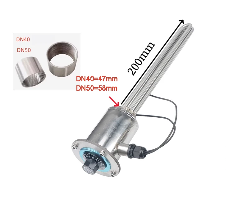 Electric Thermostat Heater, 220V/380V 3KW/6KW Industrial Immersion Heating Rod, Temperature Control, Stainless Steel Element