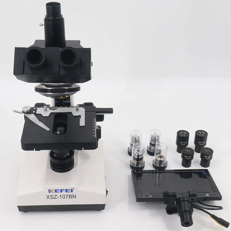 Laboratory Trinocular Binocular Biological Microscope 107 With All In One Screen XSZ-107BN-C