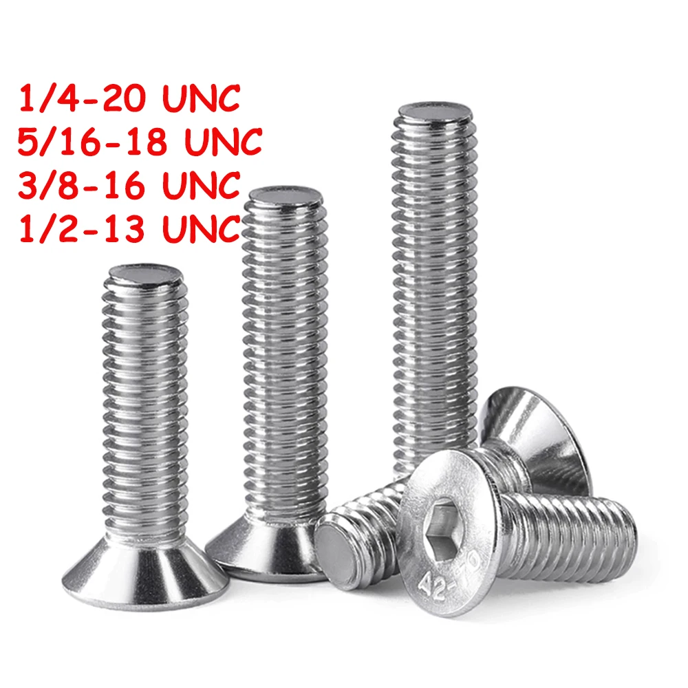 Viti a esagono incassato a testa svasata Beicai 1/4'' 5/16'' 3/8'' 1/2'' Filettatura UNC DIN7991 SUS304 Bulloni chiave a brugola in acciaio inossidabile