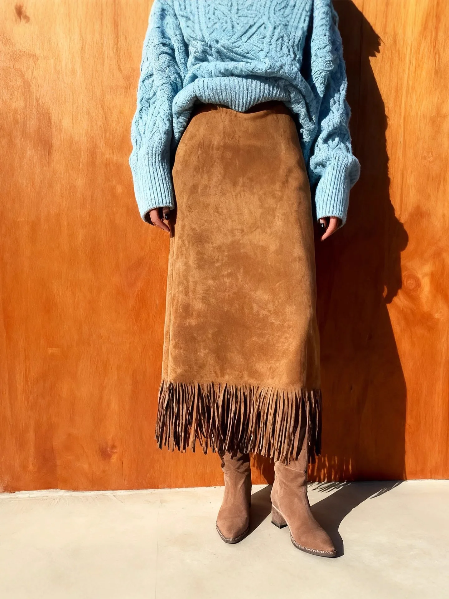 Fashionable And Elegant Long Fringed Suede Skirt For Women In Autumn And Winter, A Comfortable And Form-fitting Ong Skirt