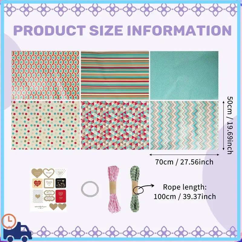 Latest Wrapping Paper Sheets,For Christmas Birthday Party Wrapping Paper Set 6 Pcs Gift Wrap Papers,Present Gift Wrapping Paper
