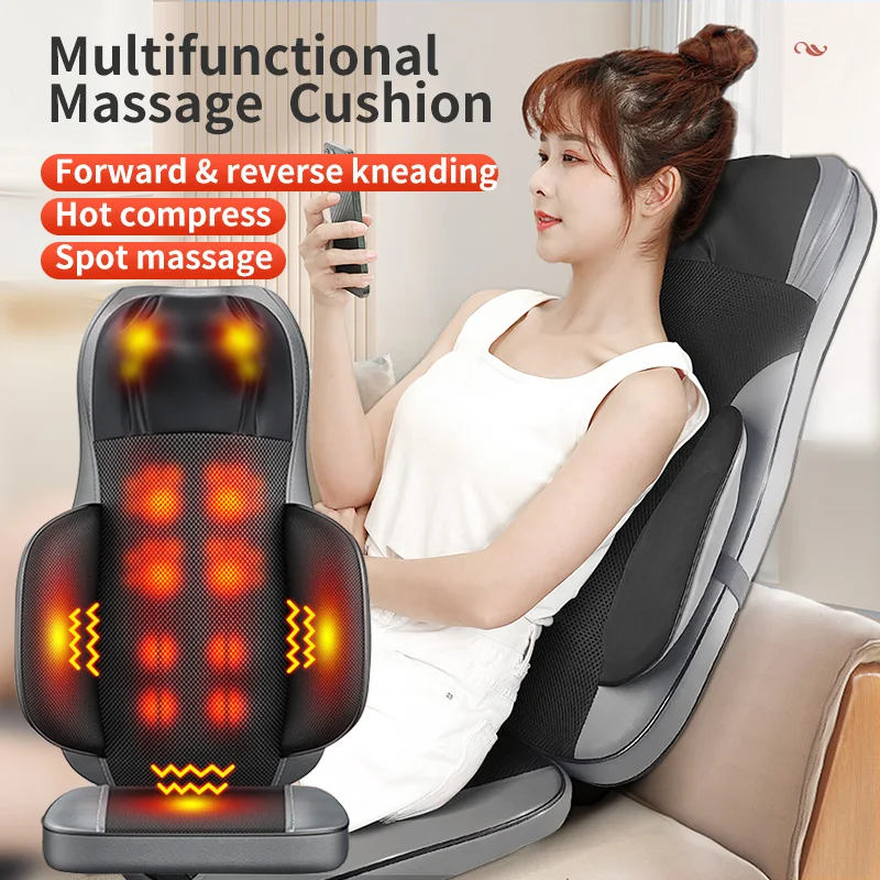 Heated Massage Pad For Bed Neck Shoulder Full Body Cushion Waist And Back Massager Multifunctional Kneading Massage Cushions