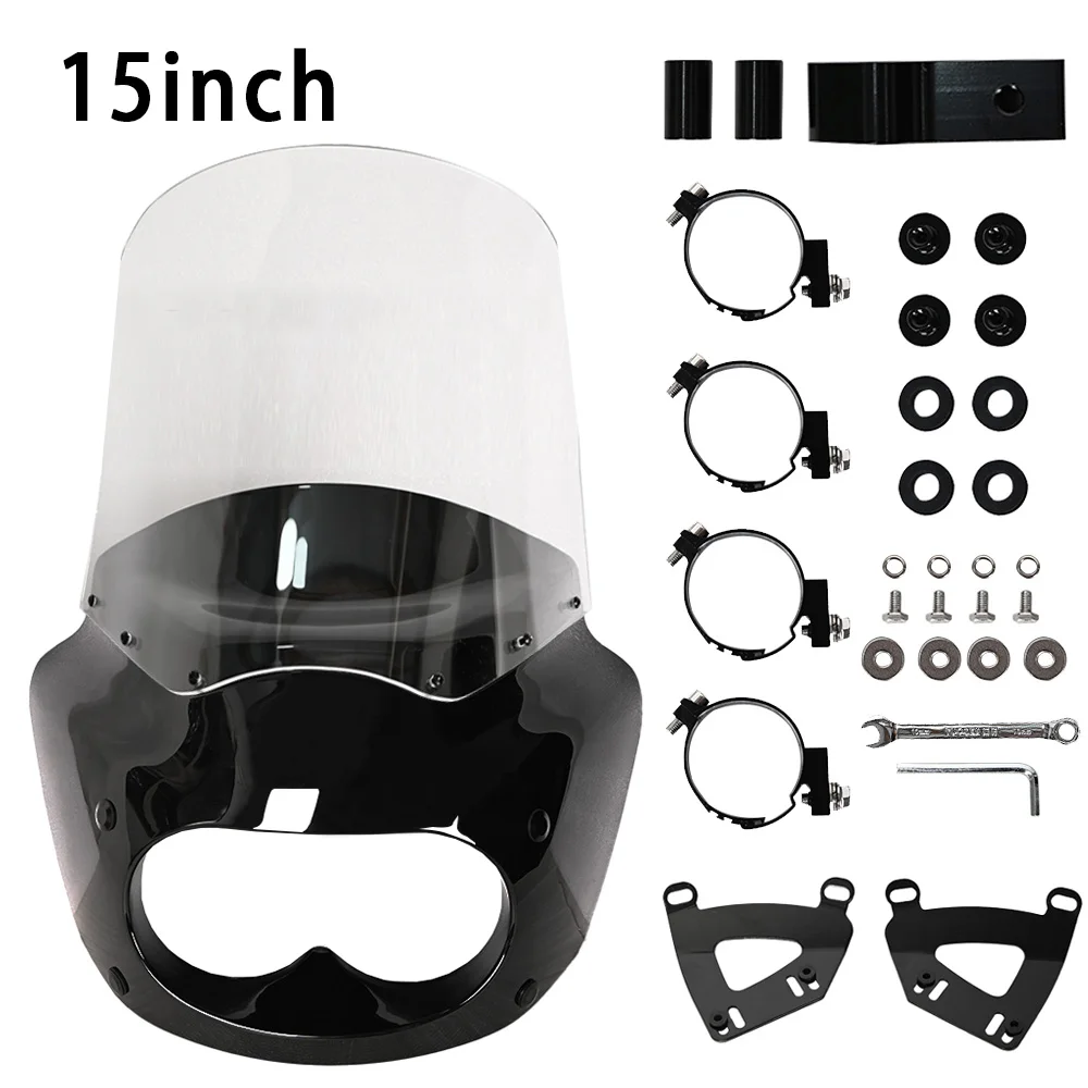 

11 13 15 inch Smoke PC Windshield Windscreen&Club Style Fairing with Bracket for Harley Davidson Dyna Fat Bob FXDF 2008-2017