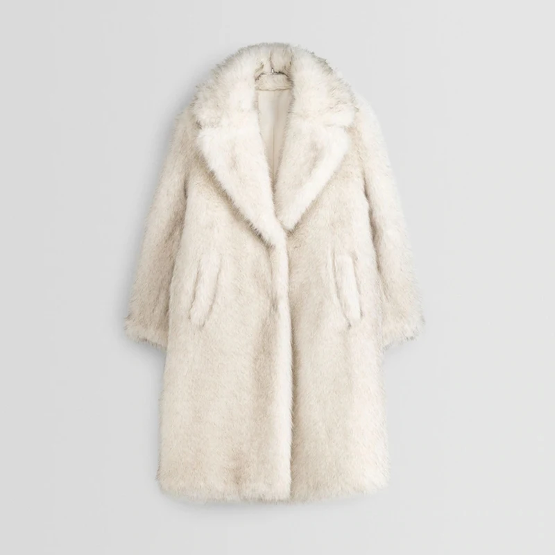 Neo Mint Slouchy Chic Gradient Long Eco Faux Fur Coat Women Winter Thick Warm Fluffy Fox Fur Jacket Brand Fashion Girls Overcoat