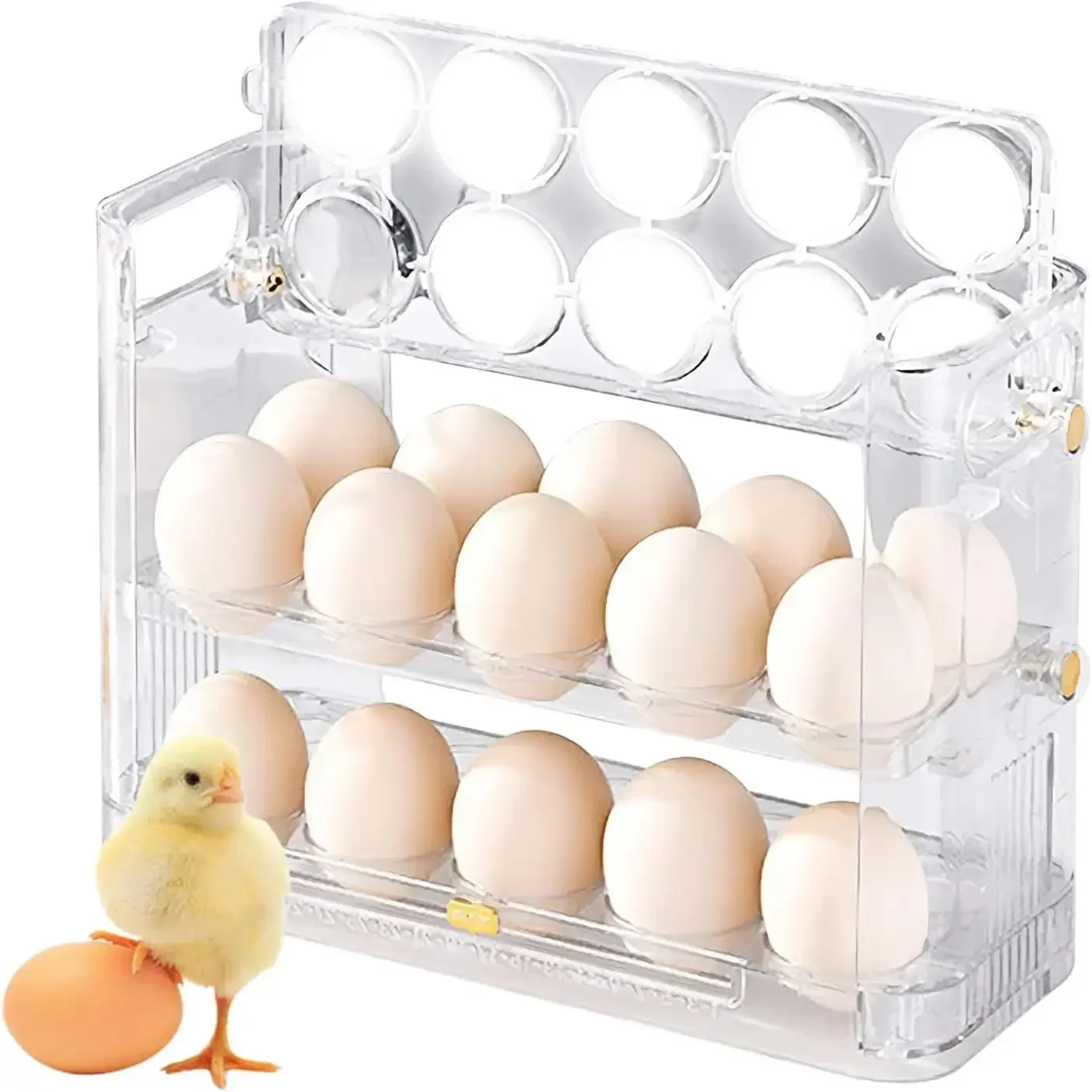 La nuova scatola di immagazzinaggio del frigorifero per uova può essere reversibile a tre strati di 30 cartoni per uova vassoio per uova da cucina per la casa portauova multistrato