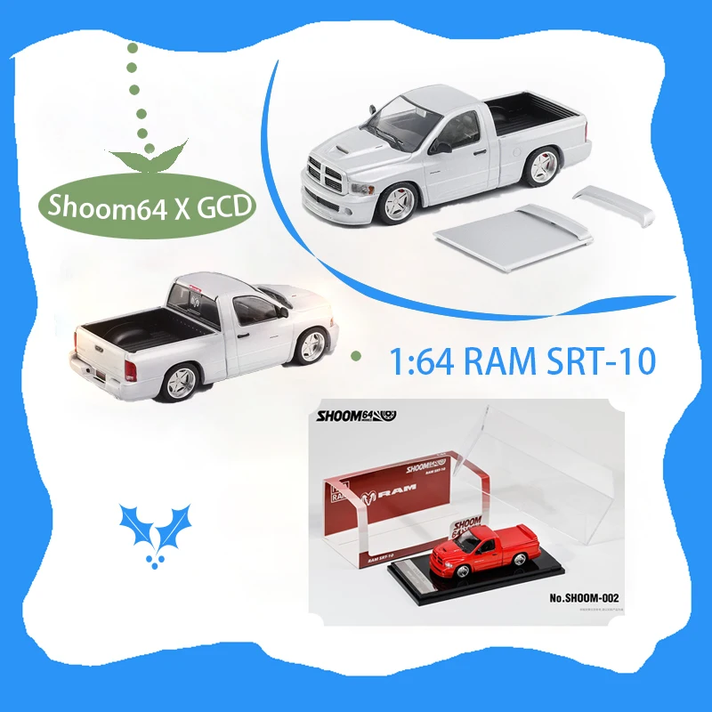 Shoom64 X GCD Alloy 1:64 RAM SRT-10 Camioneta Pickup, Modelo de Coche Estático para Colección, Decoración, Regalos Festivos, Juguetes, Souvenir