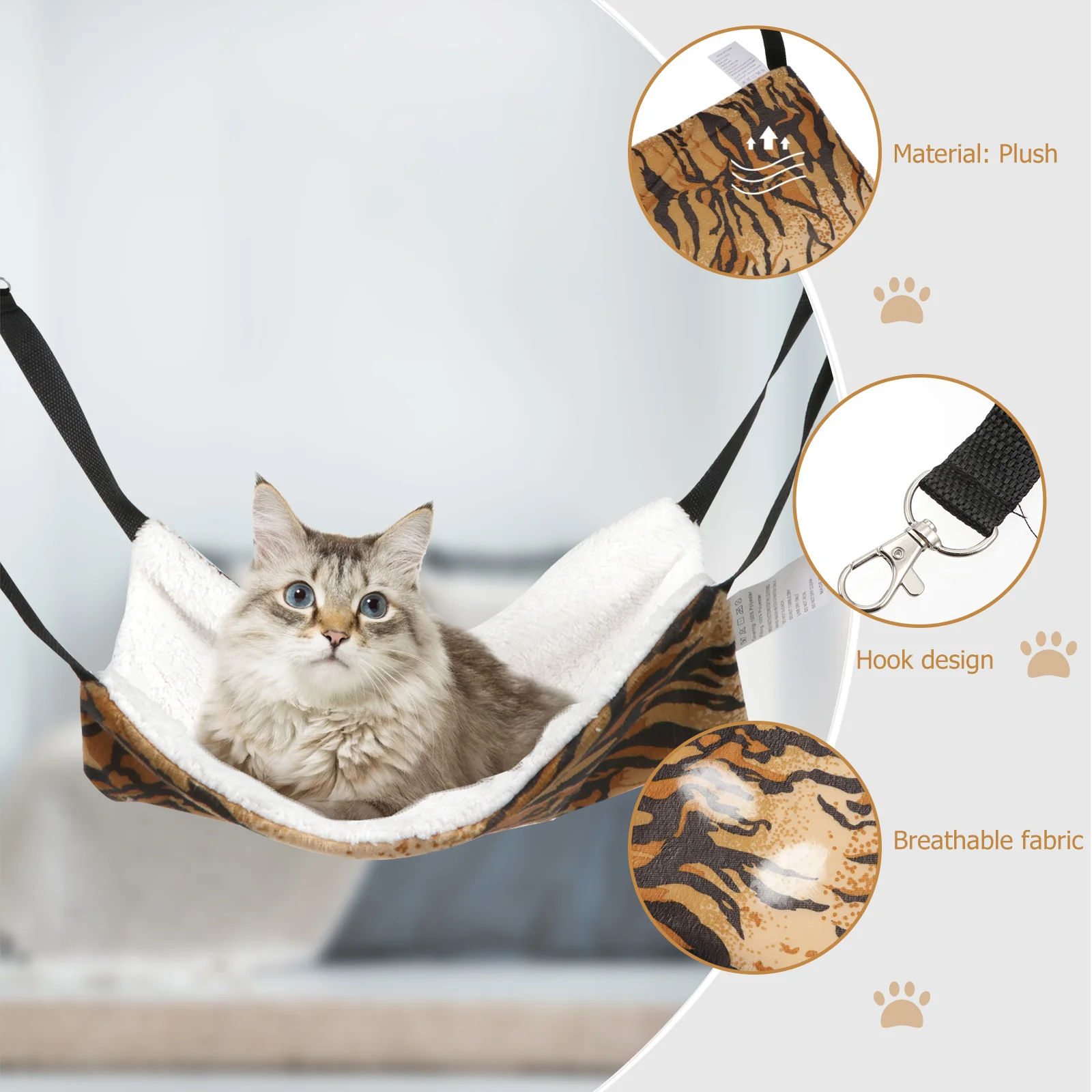 

2 Pcs Cat Hammock Bed Fleece Pad Winter Guinea Pig Hammocks Warm Hanging Hut Animal