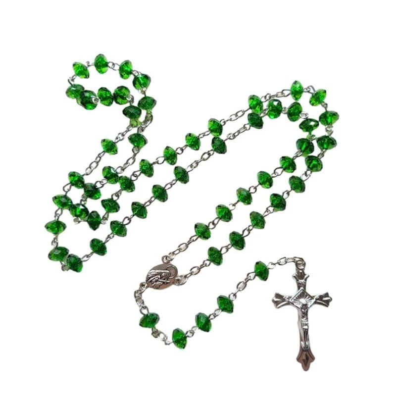  Green Stones Christian Necklace Church Jewelry Sweater Chain Church Jewelry