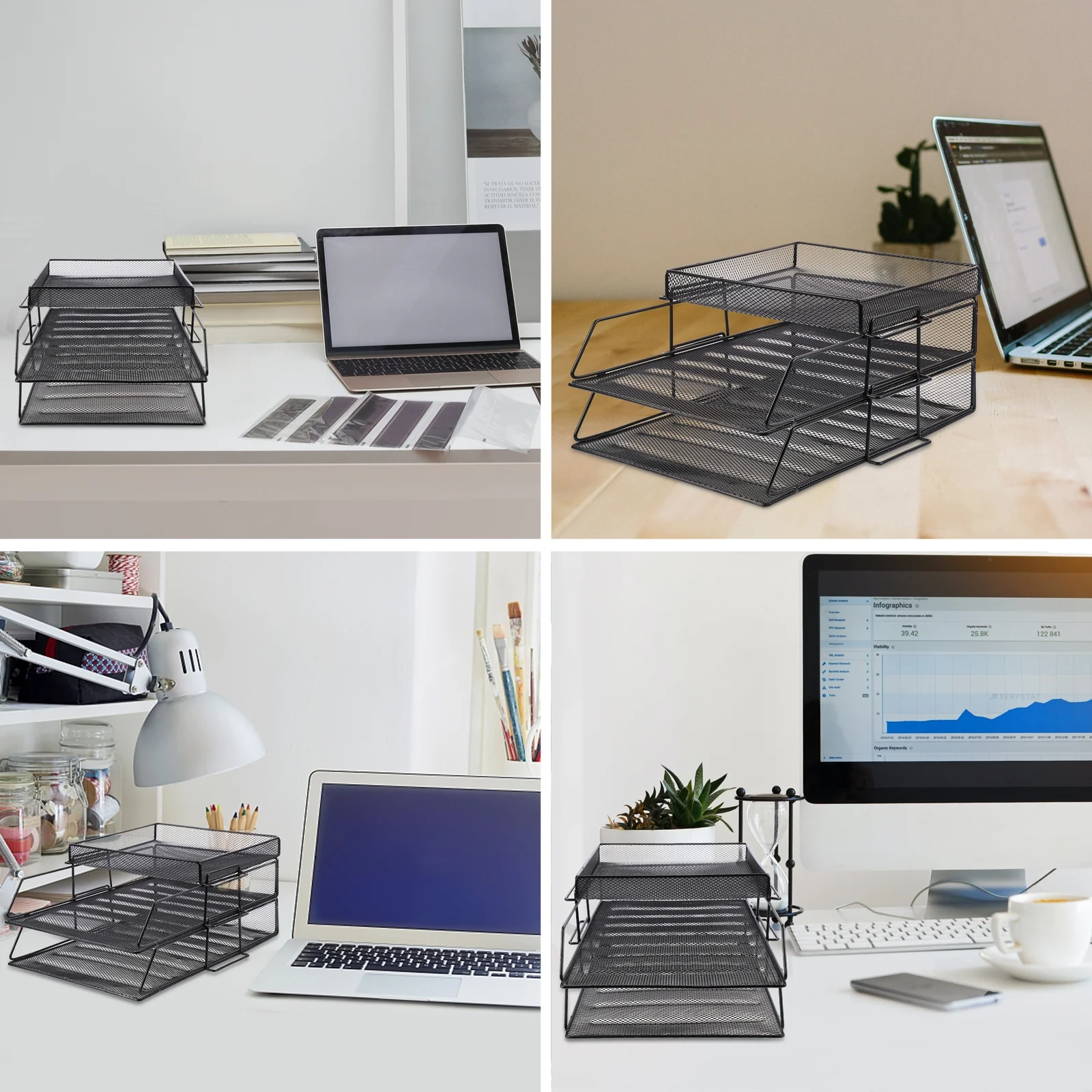 1 قطعة رف متعدد الطبقات شبكة معدنية سوداء منظم مستندات سطح المكتب تخزين الرف انفصال حامل الملفات مكتب وثيقة فرز