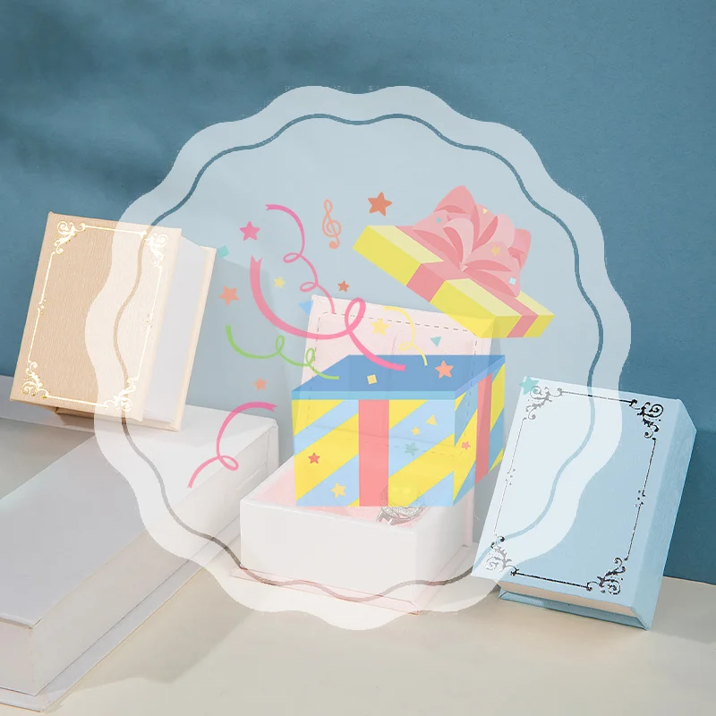 1 قطعة صندوق خاتم على شكل كتاب مع بطانة من نسيج الغزال غطاء الوجه الإبداعي حامل حلقة مغناطيسي أقراط مجوهرات هدية ملحقاتها