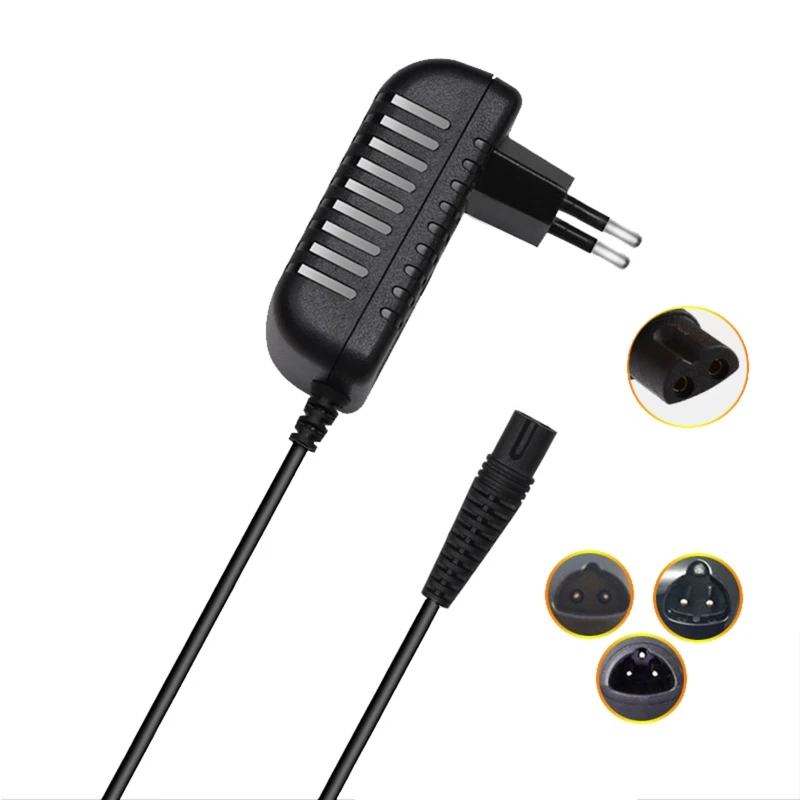 Ue plug 12v 0.4a barbeador carregador compatível com brauns série 9 7 5 4 3 2 1 barbeador elétrico substituição cabo de alimentação