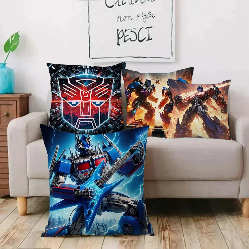 Anime Transformers Autobot Pillow Covers Cartoon Sofa Decorative Home Double-sided Printing Short Plush Cute Cushion Cover