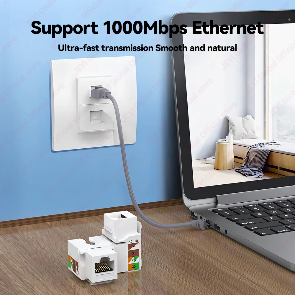 JEYI 10PCS Cat5E/Cat6 RJ45 Keystone Jack Vertical Punch Down UTP Network Module Wall Jack (No Patch Panel) For Office/Home