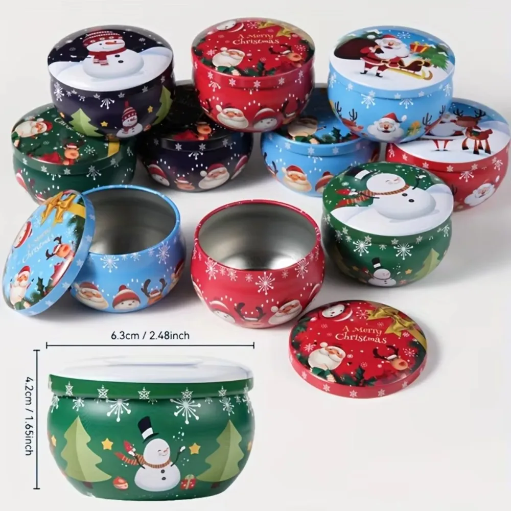 10 Stück festliche Weihnachtskerzengläser – Metall-Dosen, 2,2 Unzen, ideal zum Kerzenherstellen, für Dekorationen und Partys (zufällige Ausführung). – Detail 2