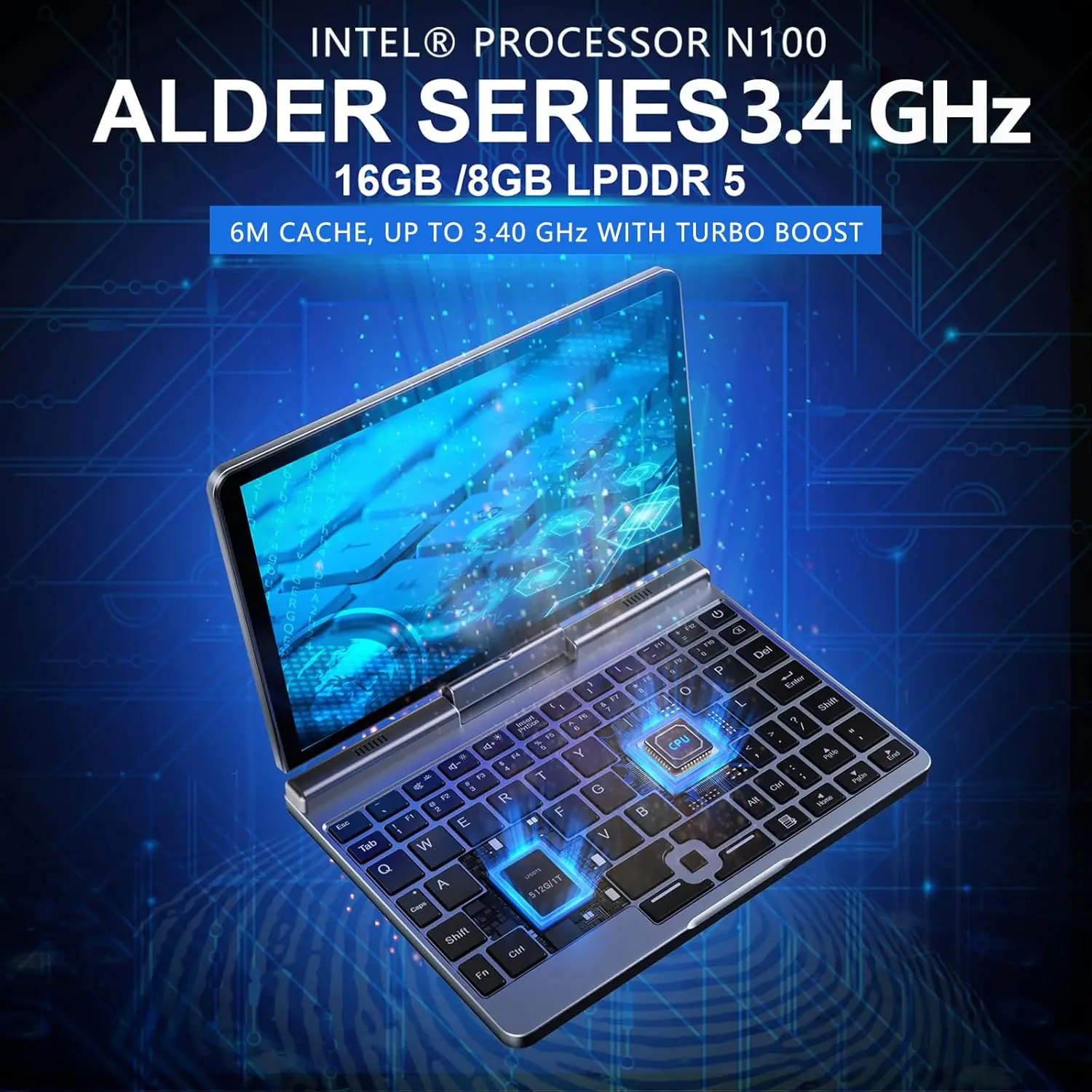 كمبيوتر محمول صغير 8 بوصة يعمل بنظام التشغيل Windows 11 مايكرو محمول بشاشة تعمل باللمس N150 12GB + 1 تيرا بايت IPS Netbook Win 11 Pro Mini PC Micro Co #4