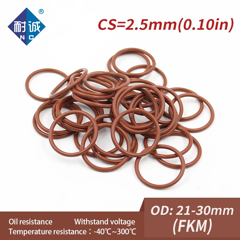 

3PCS/Lot Fluorine Rubber Ring Brown FKM O Ring Seal OD21/22/23/24/25/26/27/28/29/30*2.5mm O Ring Seal Ring Fuel Gaskets Oil