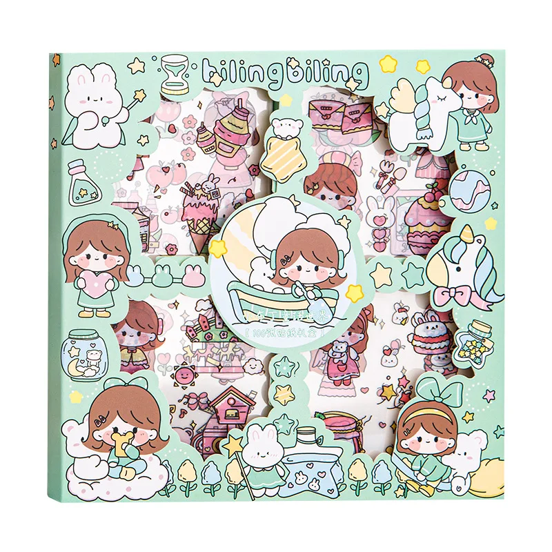 100 Cute Girl Heart Hand Book Stickers, Children's Water Cup Stickers, Hand Book Stickers, Material Stickers, Waterproof