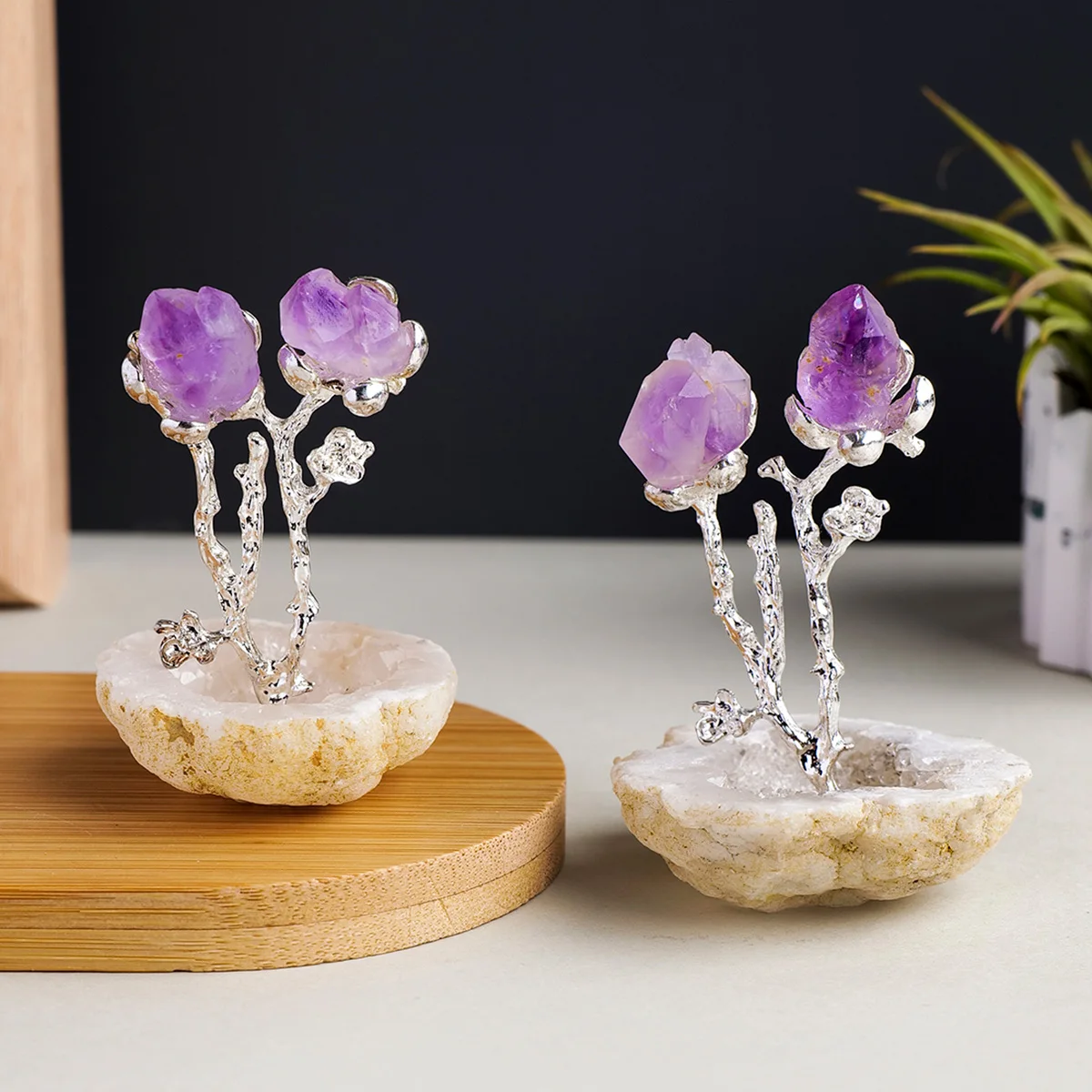 1PC Handmade Natural Crystal Amethyst Agate Geode Healing Stone Cluster Ornament - Home Decor Gift