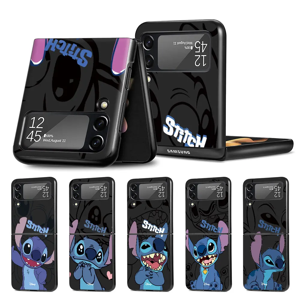 

Disney Cute Stitch Case for Samsung Galaxy Z Flip4 Flip3 5G PC Hard Cell Phone Shell Z Flip 4 3 Black Coque Zflip4 Zflip3 Cover