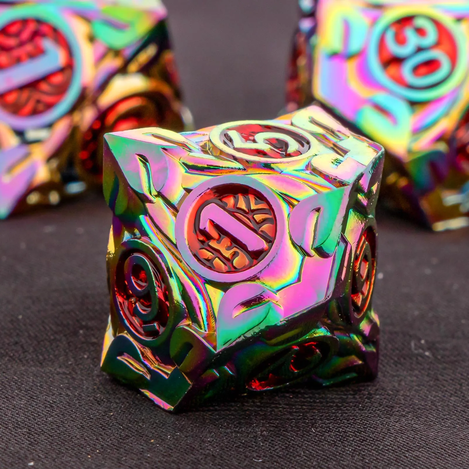 7 قطعة أوراق فاينز الطبيعية DND مجموعة نرد معدنية D & D ، الزنزانة والتنين آر بي جي لعب الأدوار النرد ، نرد متعدد السطوح D4 D6 D8 D10 D12 D20 #6