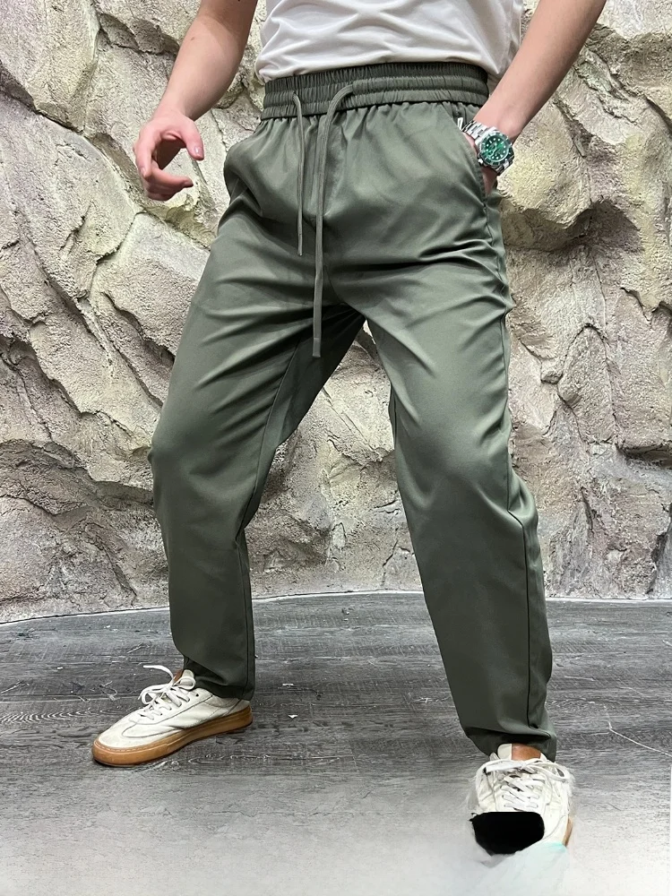 

Outdoor Men's Qui Dry Breathable Straight Leg Casual Pants Autumn New Busin System Polyester Fiber mid Waist Belt