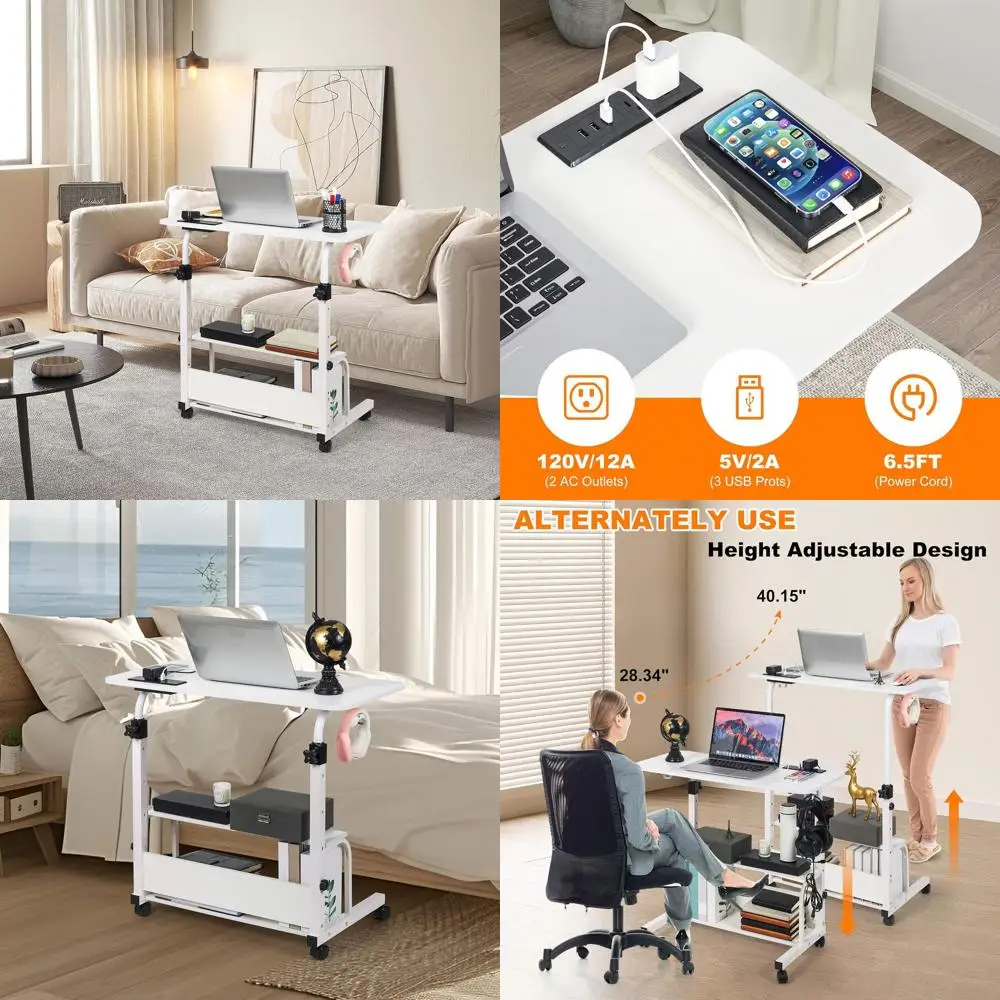 

Compact Adjustable Laptop Desk for Small Spaces, 31.5 White Portable Standing Desk