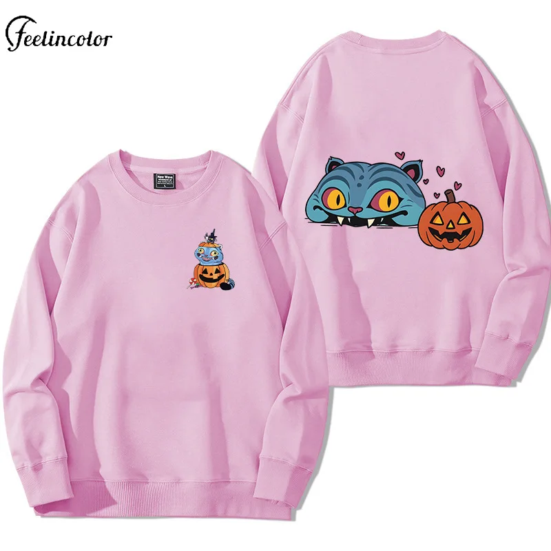 Halloween Kpop Demon Hunters Pumpkin Tiger Graphic Sweatsrhits Pink Maroon Autumn Winter Pullover Trick or Treat Oversized Hoodi