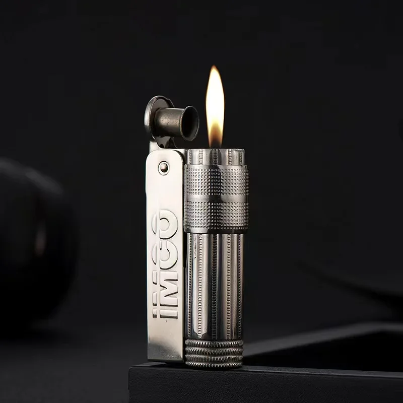 Original IMCO 6700 Retro Stainless Steel Metal Lighter Austrian Gasoline Grinding Wheel Windproof Kerosene Lighters Smoking Gift