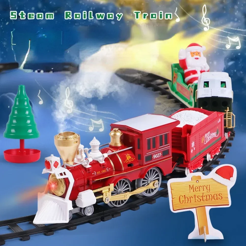 محاكاة عيد الميلاد خمر البخار التدخين قطار صغير عالية السرعة السكك الحديدية الكهربائية نموذج سيارة لعبة أطفال هدية