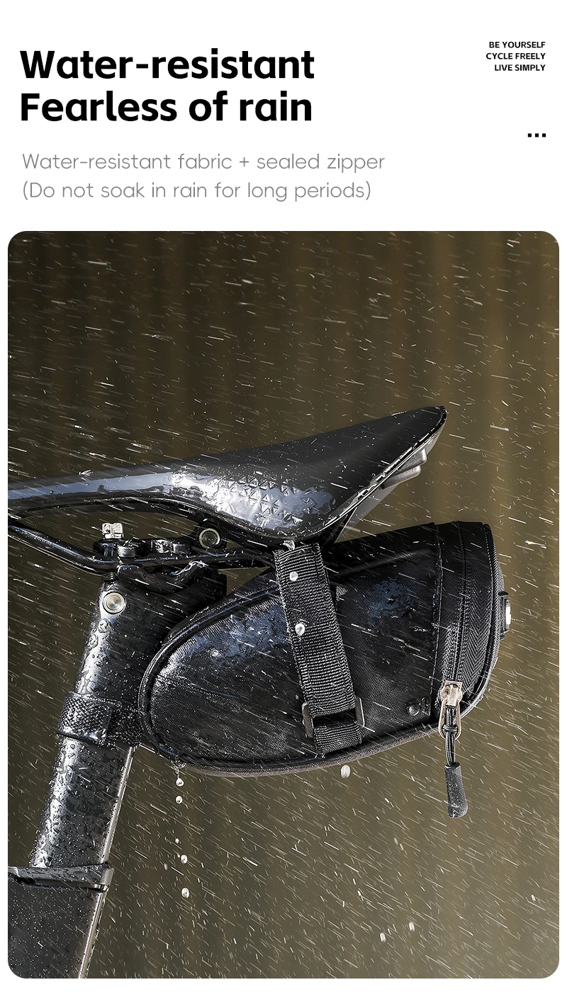 WEST BIKING Fahrradsatteltasche Wasserabweisende Rücksitztasche MTB Rennrad Fahrrad-Aufbewahrungszubehör Rücklicht-Riemen – Detail 5