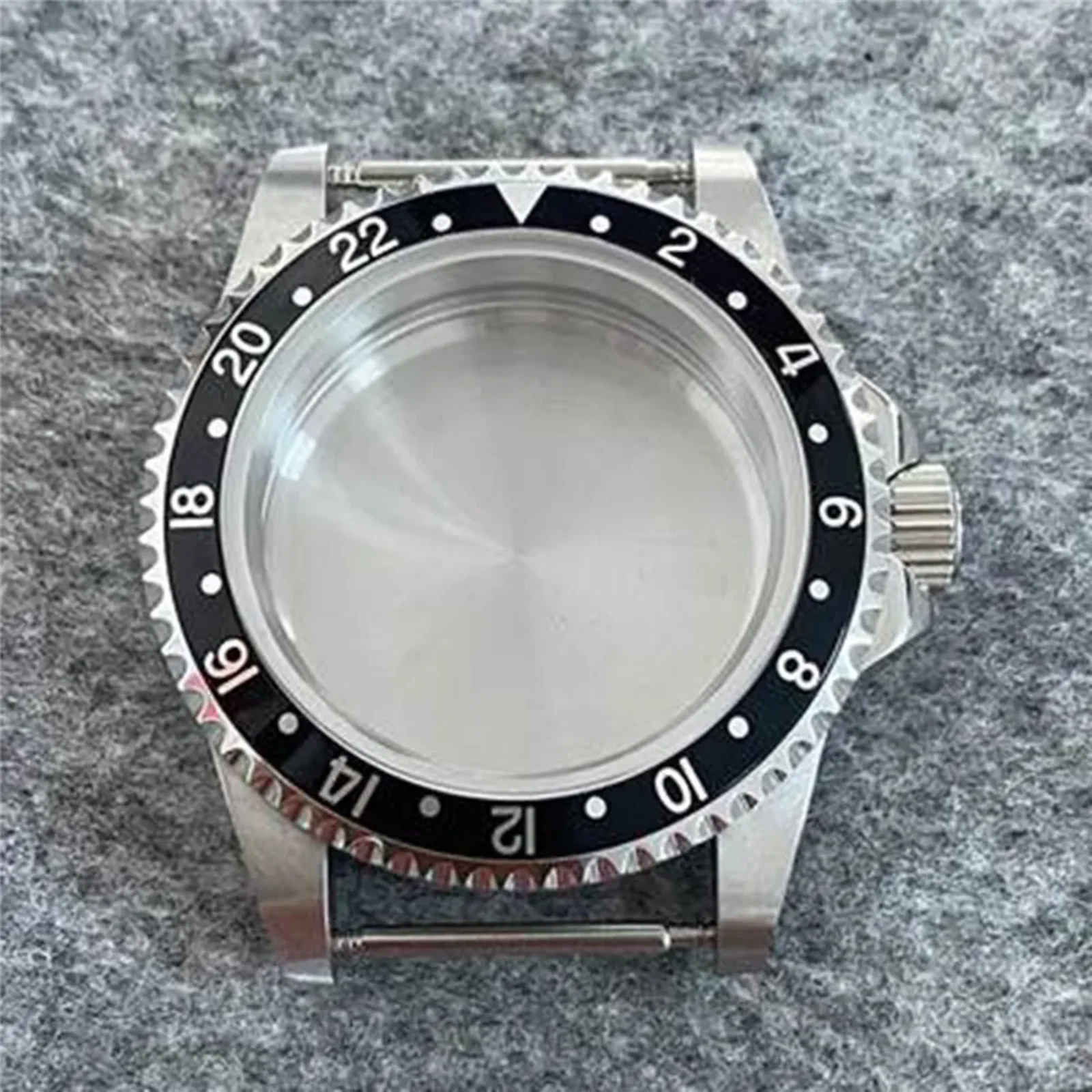 Novo 39.5mm retro espelho plano caixa de vidro safira caixa aço inoxidável para nh35 nh36 movimento mecânico 120click relógio capa