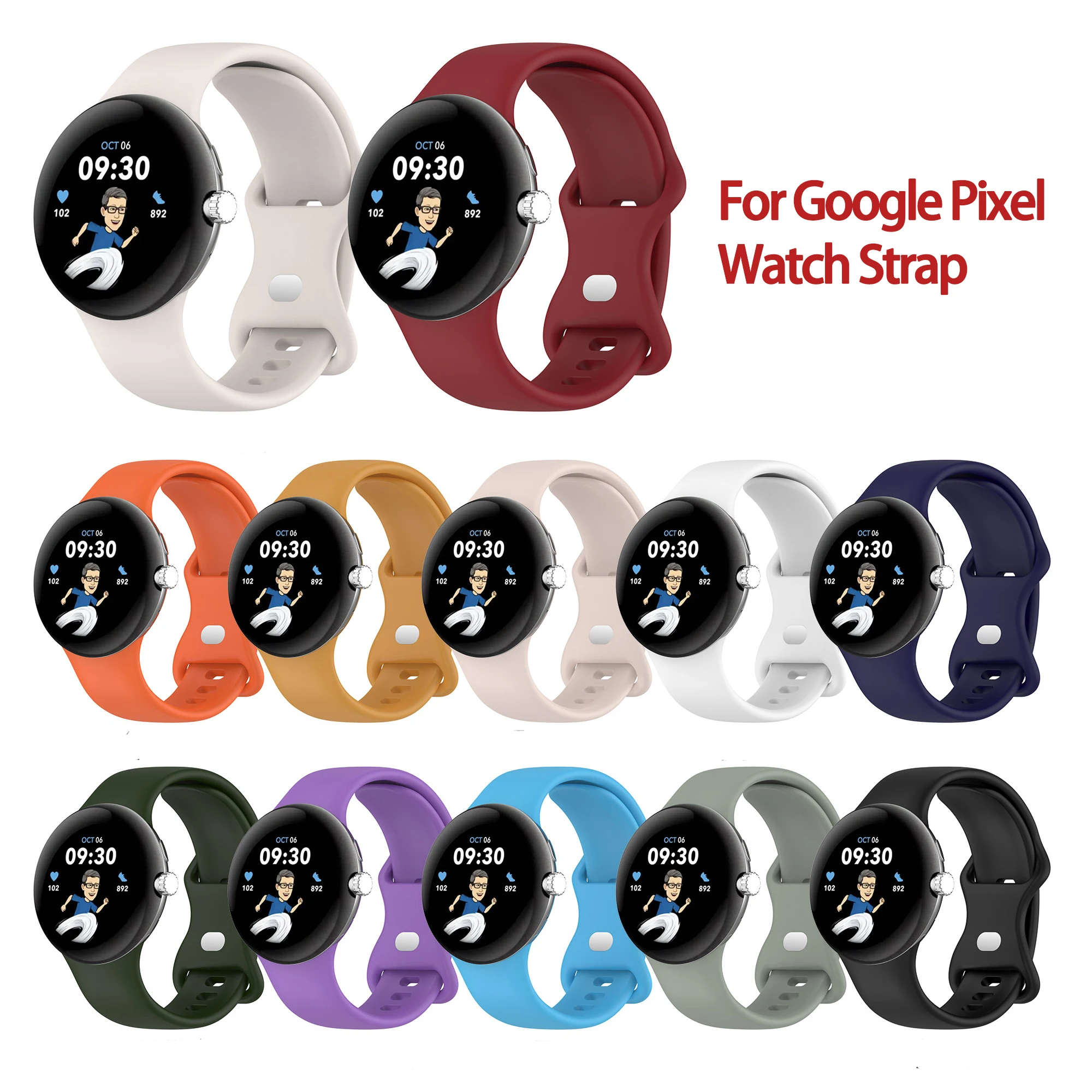 Ремешок силиконовый для Google Pixel Watch, сменный спортивный браслет для смарт-часов Google Pixel Watch 2