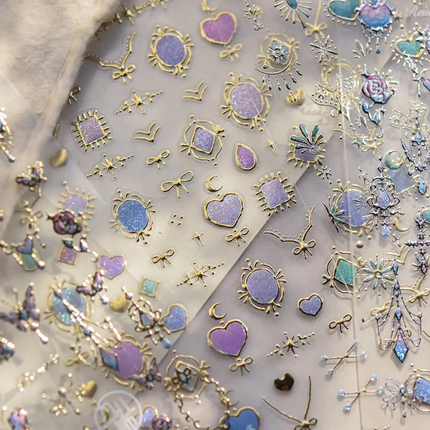 Olho de gato 5d gradiente europeu amor coração gema asa cristal geométrico colorido auto adesivo arte do prego adesivos manicure decalques