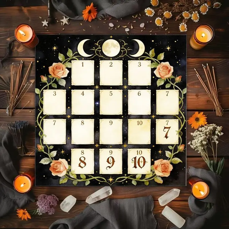 VIKAMA Rose Moon Phase Tarot Divination Array Altar Cloth Tarot Card Tablecloth Wicka Divination Card Pad Spiritual Decoration