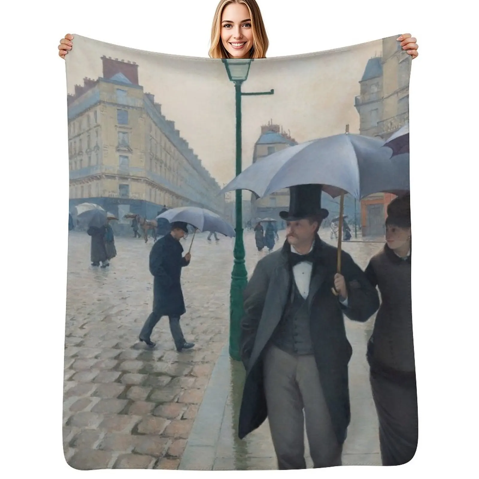 Gustave Caillebotte. Paris Street; Rainy Day, 1877. Throw Blanket Reusable Durable Soft Blanket for All Seasons