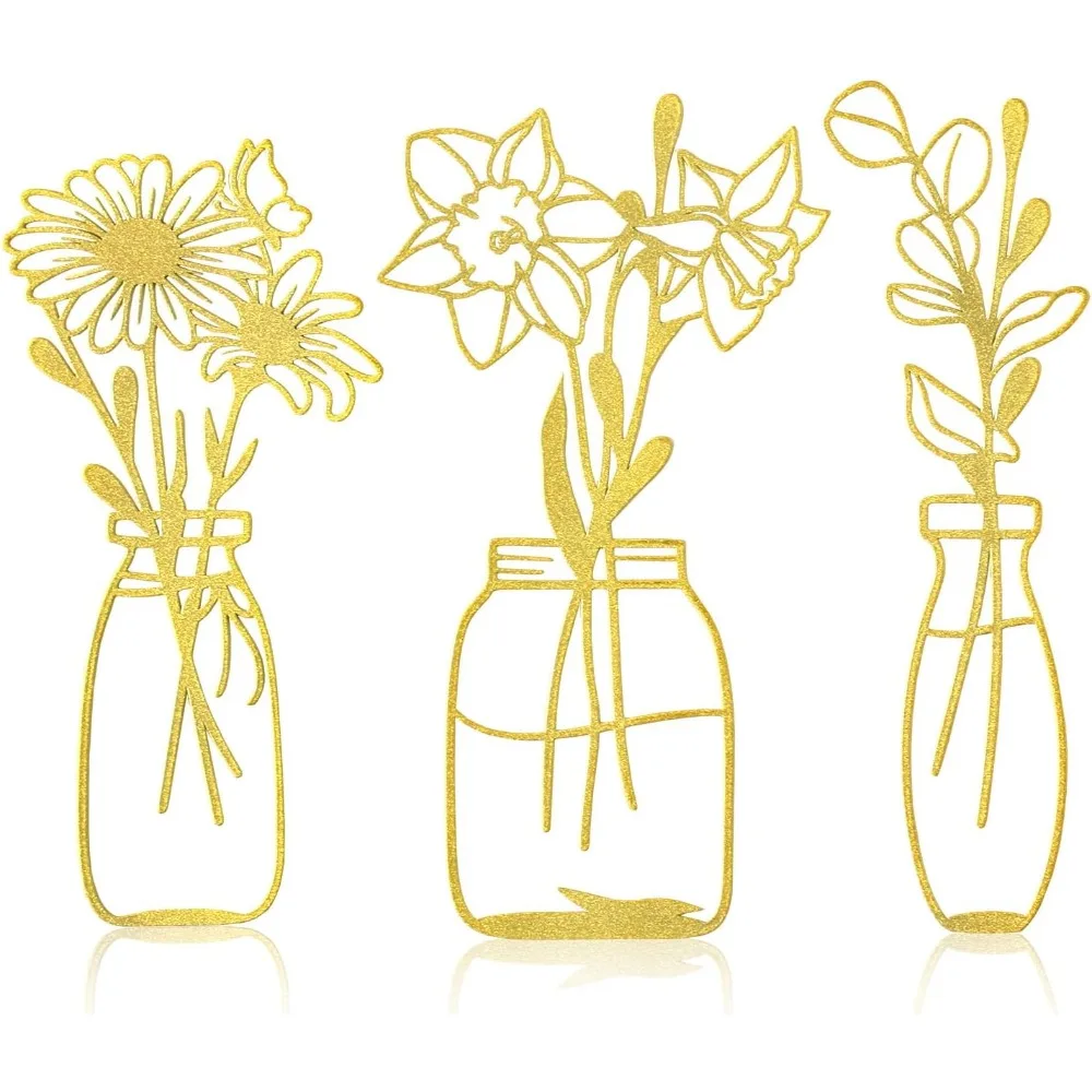

3-piece set, metal flower vase wall decoration