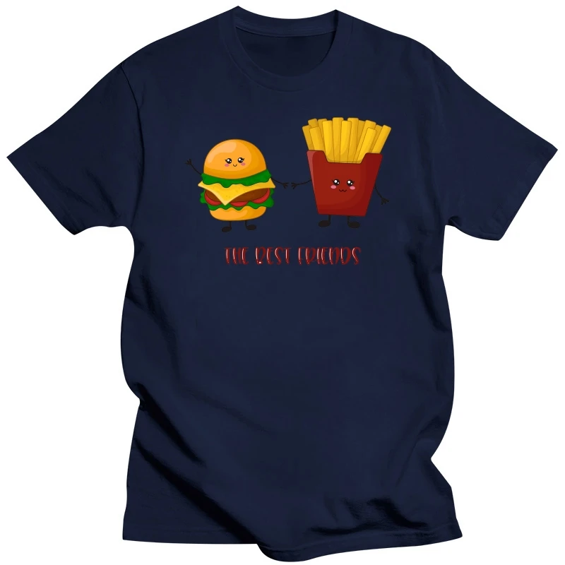 Couple FRIENDS Hamburger and chips Cartoon ment-shirt dressSports & OutdoorsTops & T-ShirtsShort Sleeve T-ShirtT-shirt Blouse