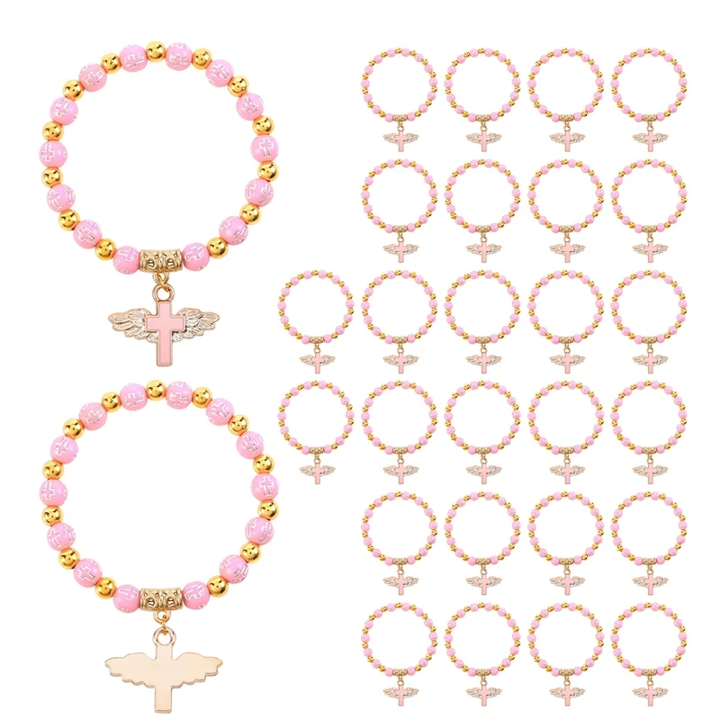 30 pulseras de Rosario, pulseras de cuentas de bautismo para mujeres, niñas y niños, recuerdos de bautismo, comunión