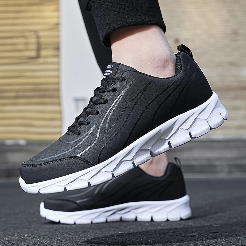 High Quality Leather Waterproof Running Shoes Men Lightweight Non-Slip Casual Sneakers Male Autumn Sports Winter Jogging Shoes