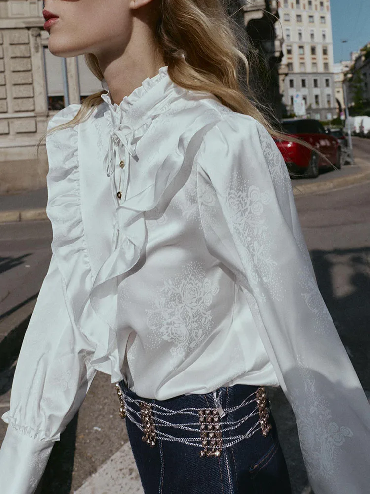 Autumn 2025 New Arrival Women's Faion Sweet Casual Embroidered Silk Satin Feel irt Comfortable Breathable Long Sve