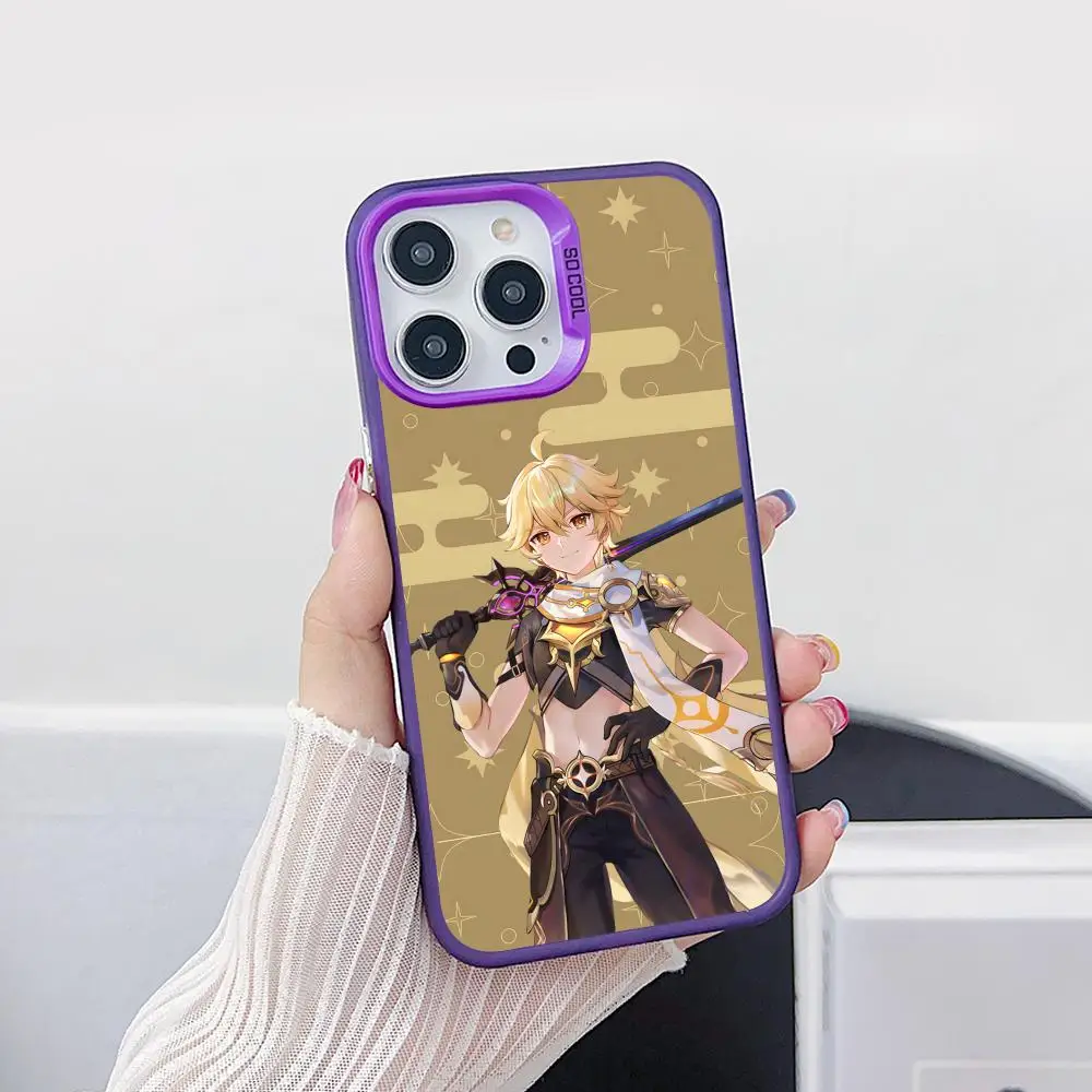 

Game GI Aether Phone Case for iPhone 17 16 15 14 13 12 11 X XR XS Air Pro Max Plus Purple Colorful Silver Cover