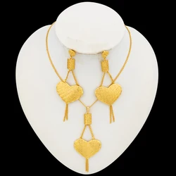 Sweet Heart Design Earrings and Necklace Set Dubai Women Party Jewelry Set Africa India Nigeria Wedding Gift Party Accessories