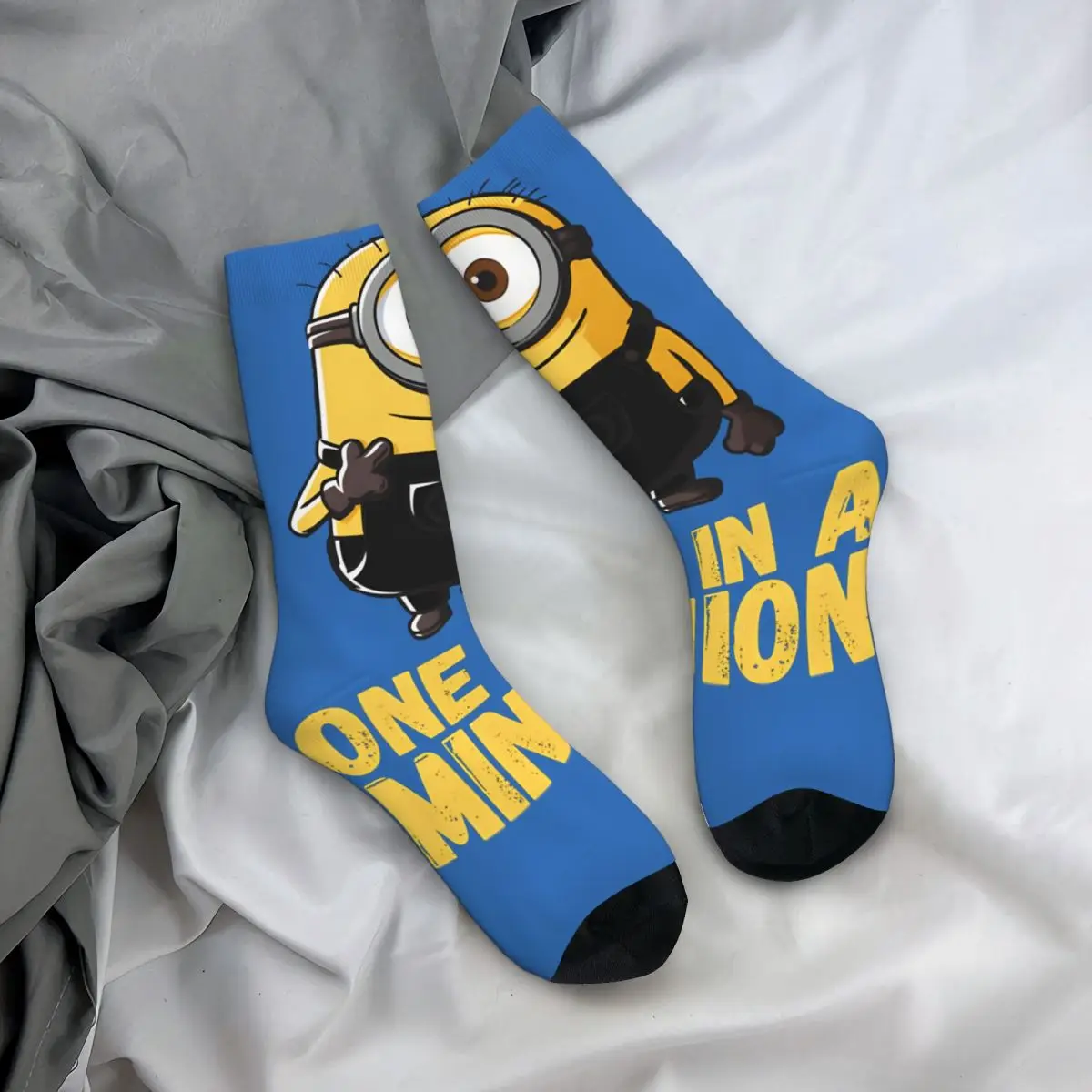 Crazy compression Despicable Me Minions One In A Minion Yellow Text Portrait Sock for Men Harajuku Despicable Me Minions Quality