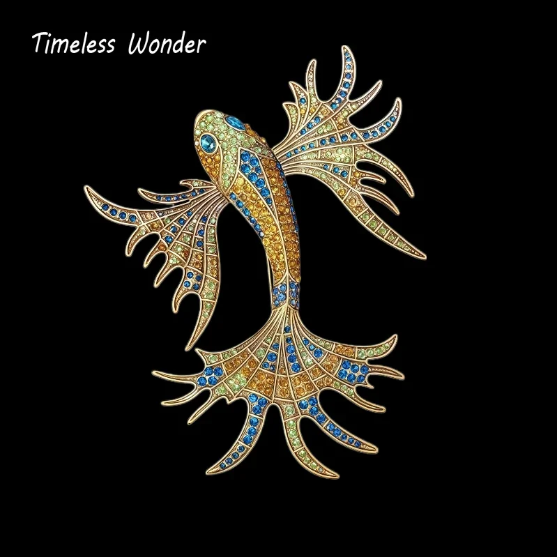 

Timeless Wonder Fancy Zircon XL Fish Brooch Pins for Women Designer Jewelry Goth Runway Trendy Rare Mediaeval Top Gift Cute 5383