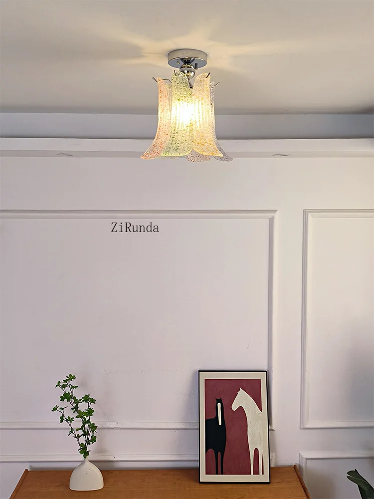 * Plafoniera francese medievale per balcone corridoio sette corridoio d'ingresso in vetro guardaroba retrò