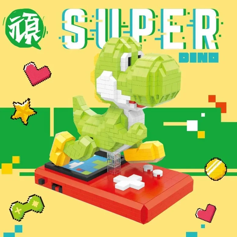 Super Mario Yoshi Figure Micro Building Blocks Mario Bros DIY Assembly Puzzle Mini Bricks Toys for Kid Christmas Gift