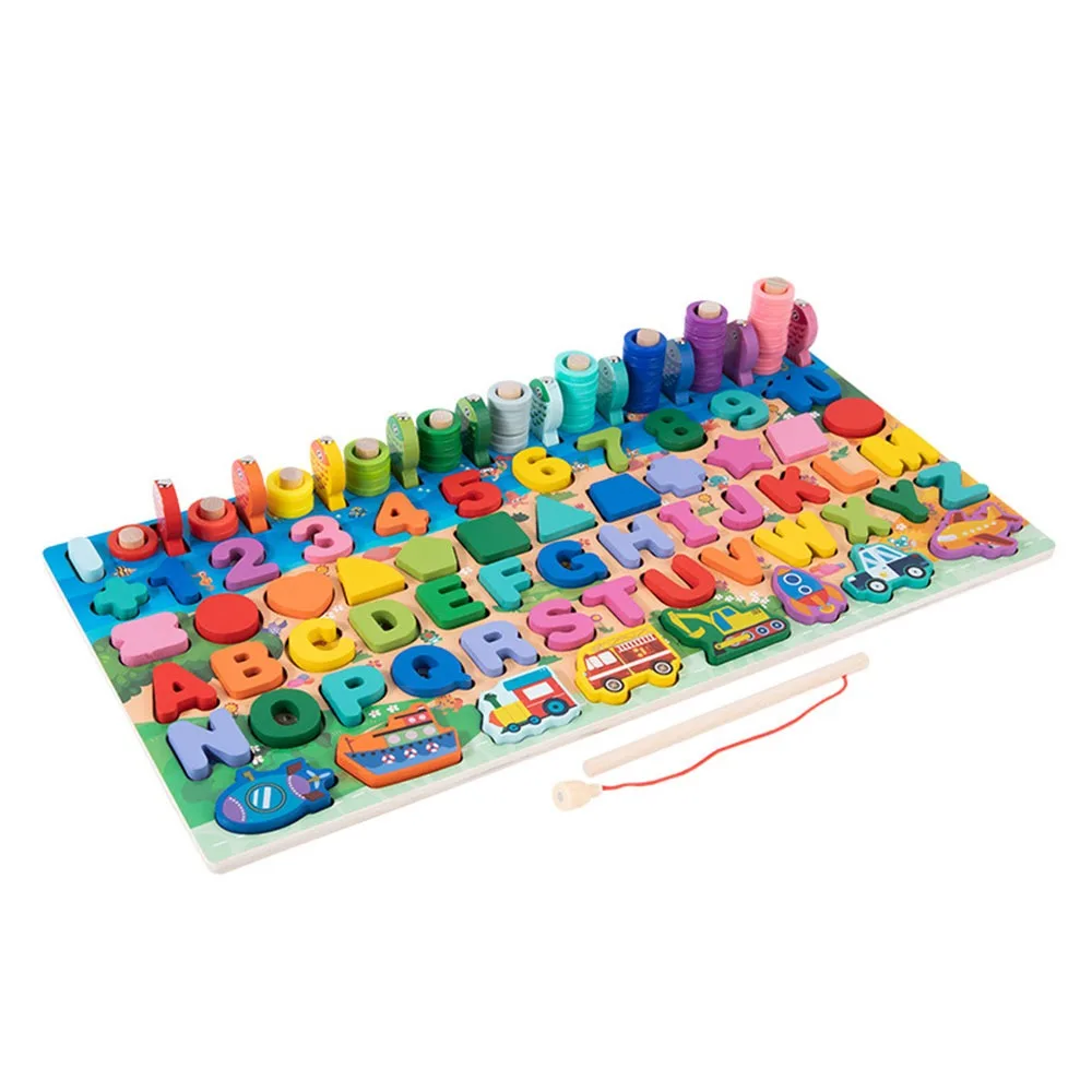 

Забавная деревянная деревянная Монтессори, многоцветная цифровая фигурка алфавита, соответствующая головоломка, развивающие игры с фруктами и животными